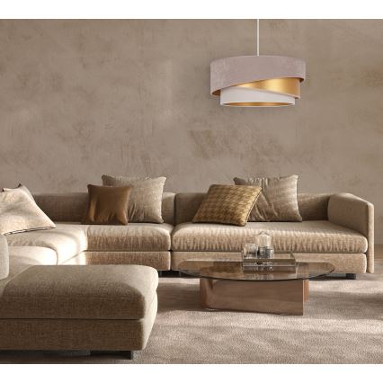 Duolla - Pendel KOBO 1xE27/15W/230V diameter 45 cm beige/guldfarvet/cremefarvet