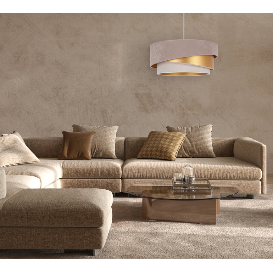 Duolla - Pendel KOBO 1xE27/15W/230V diameter 45 cm beige/guldfarvet/cremefarvet