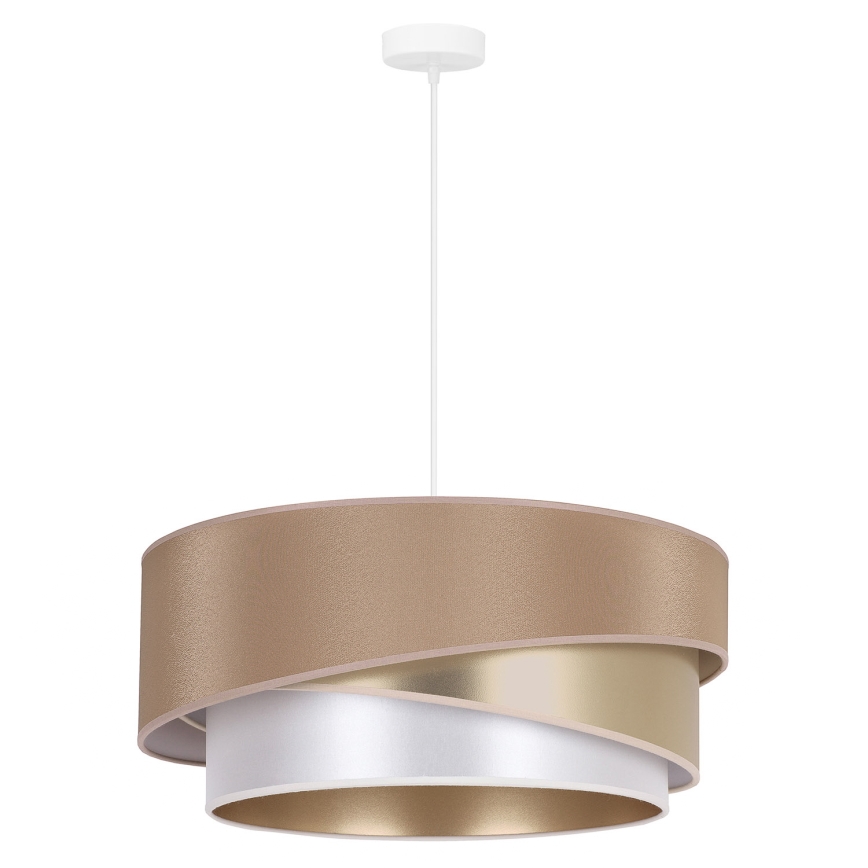 Duolla - Pendel KOBO 1xE27/15W/230V diameter 45 cm beige/guldfarvet/hvid