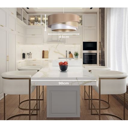 Duolla - Pendel KOBO 1xE27/15W/230V diameter 45 cm beige/guldfarvet/hvid