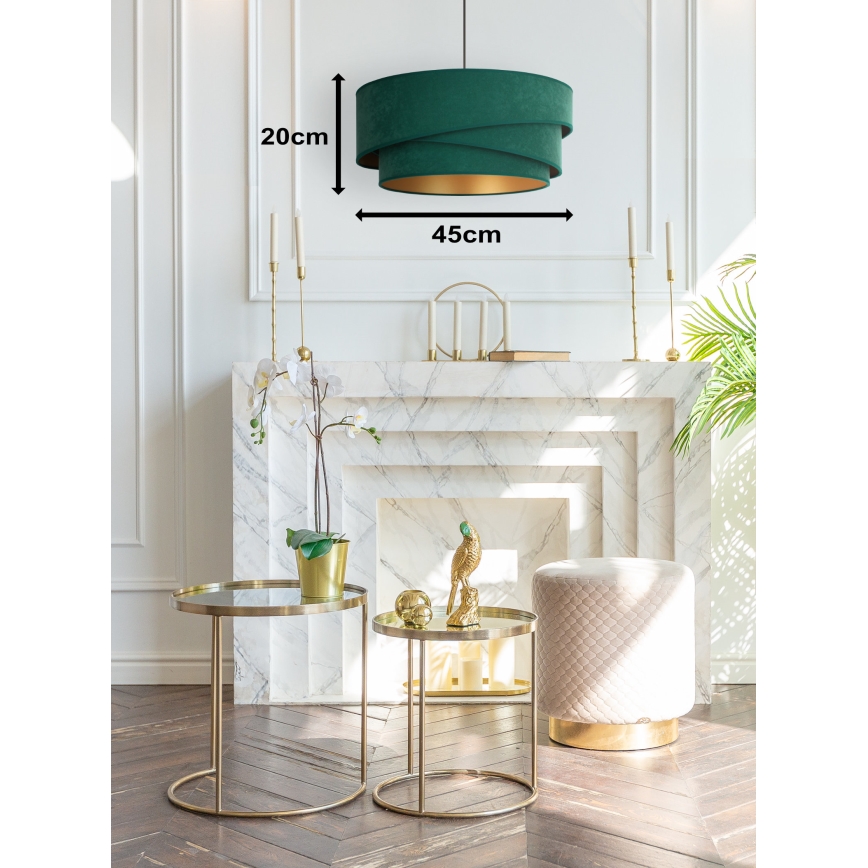 Duolla - Pendel KOBO 1xE27/15W/230V diameter 45 cm grøn/guldfarvet