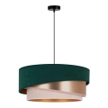 Duolla - Pendel KOBO 1xE27/15W/230V diameter 45 cm grøn/Rosenguld/cremefarvet