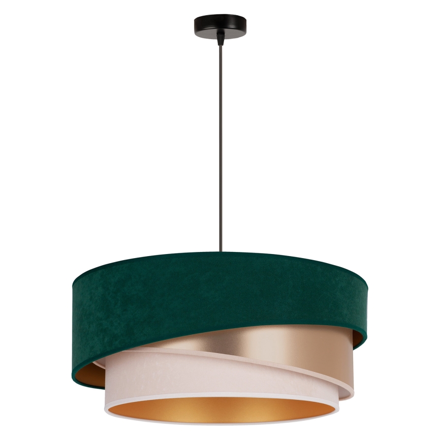 Duolla - Pendel KOBO 1xE27/15W/230V diameter 45 cm grøn/Rosenguld/cremefarvet