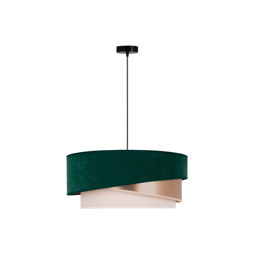 Duolla - Pendel KOBO 1xE27/15W/230V diameter 45 cm grøn/Rosenguld/cremefarvet