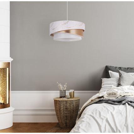 Duolla - Pendel KOBO 1xE27/15W/230V diameter 45 cm hvid/Rosenguld