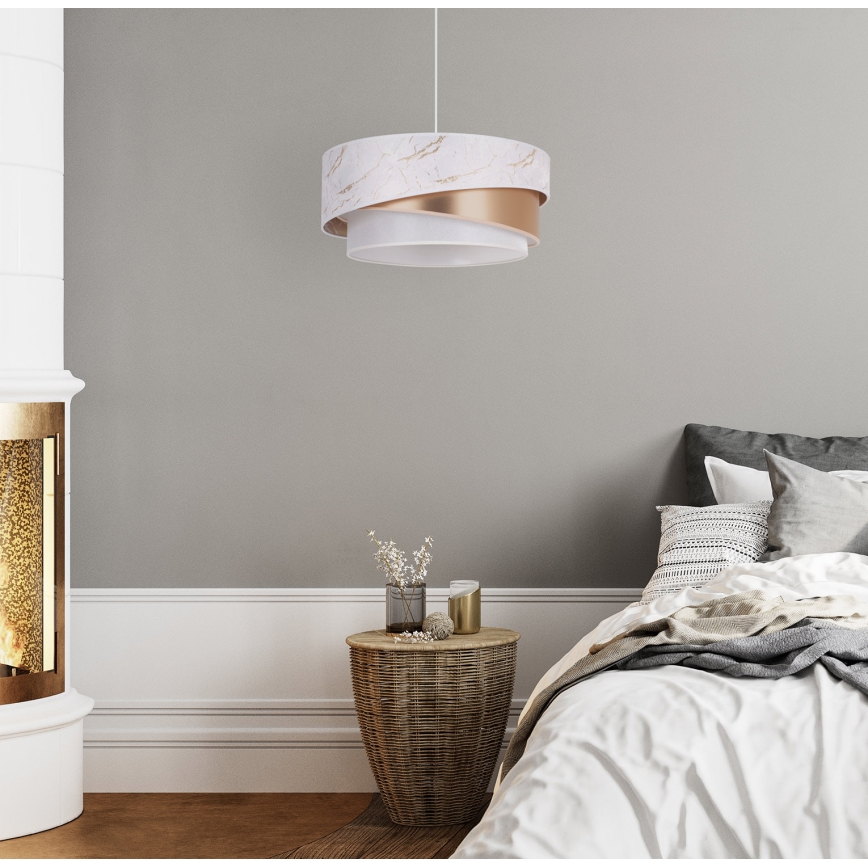 Duolla - Pendel KOBO 1xE27/15W/230V diameter 45 cm hvid/Rosenguld