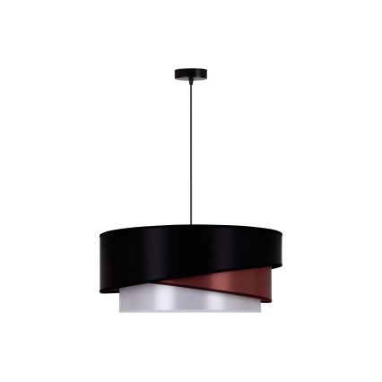 Duolla - Pendel KOBO 1xE27/15W/230V diameter 45 cm sort/bordeauxfarvet/sølvfarvet