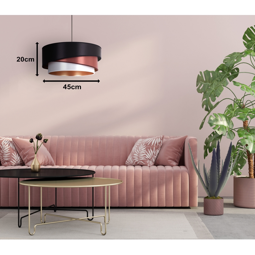 Duolla - Pendel KOBO 1xE27/15W/230V diameter 45 cm sort/bordeauxfarvet/sølvfarvet