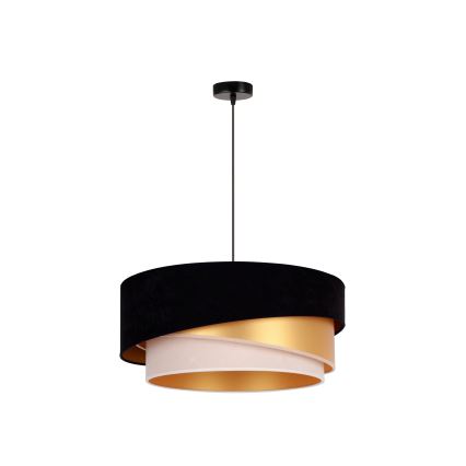 Duolla - Pendel KOBO 1xE27/15W/230V diameter 45 cm sort/guldfarvet/cremefarvet