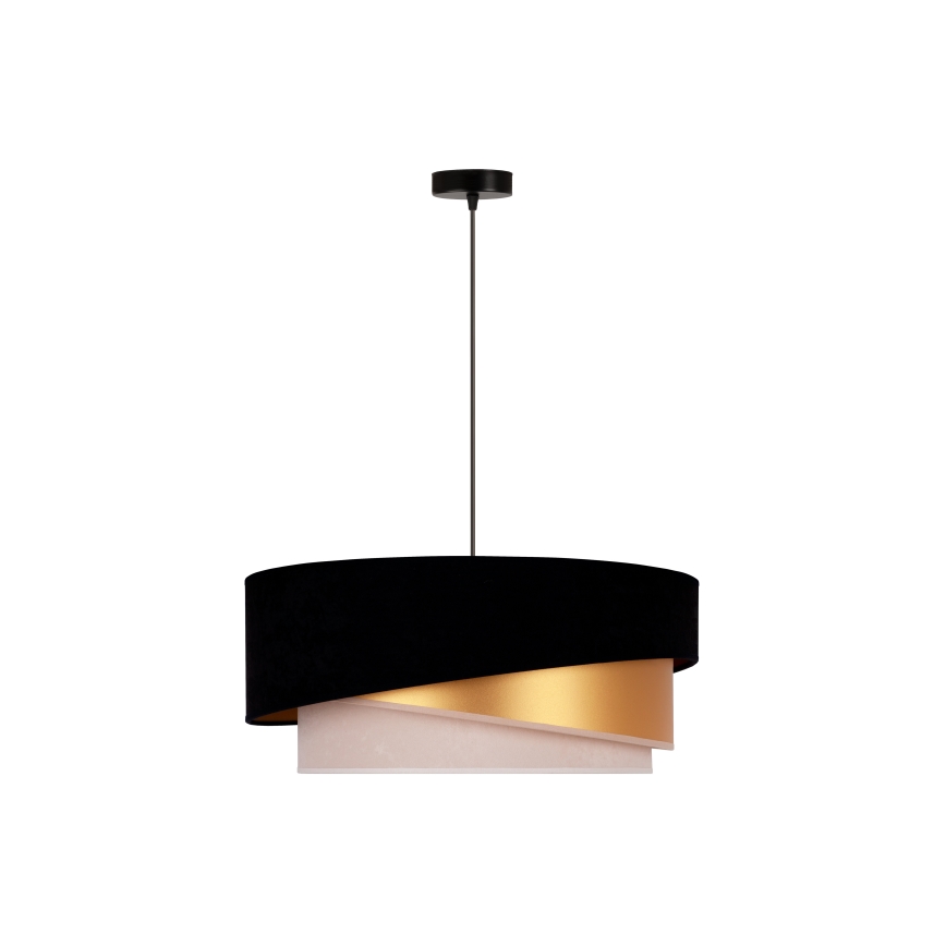 Duolla - Pendel KOBO 1xE27/15W/230V diameter 45 cm sort/guldfarvet/cremefarvet