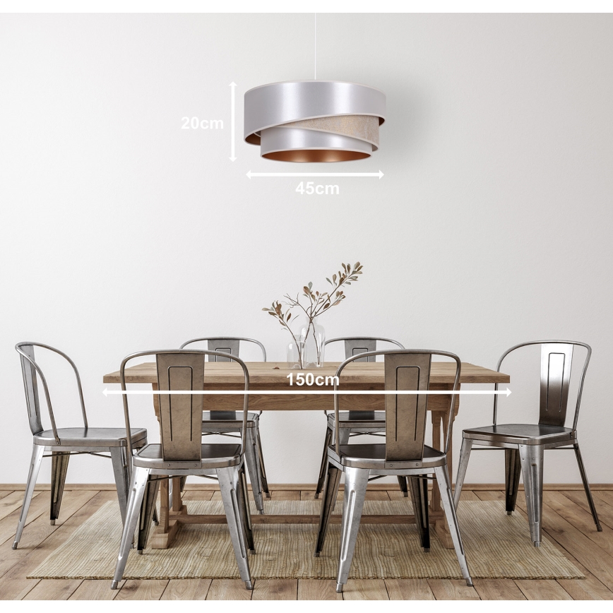 Duolla - Pendel KOBO 1xE27/15W/230V diameter 45 cm sølvfarvet/guldfarvet