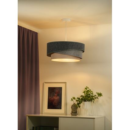 Duolla - Pendel KOBO ECO RECYCLING 1xE27/15W/230V diameter 45 cm grøn/grå/cremefarvet