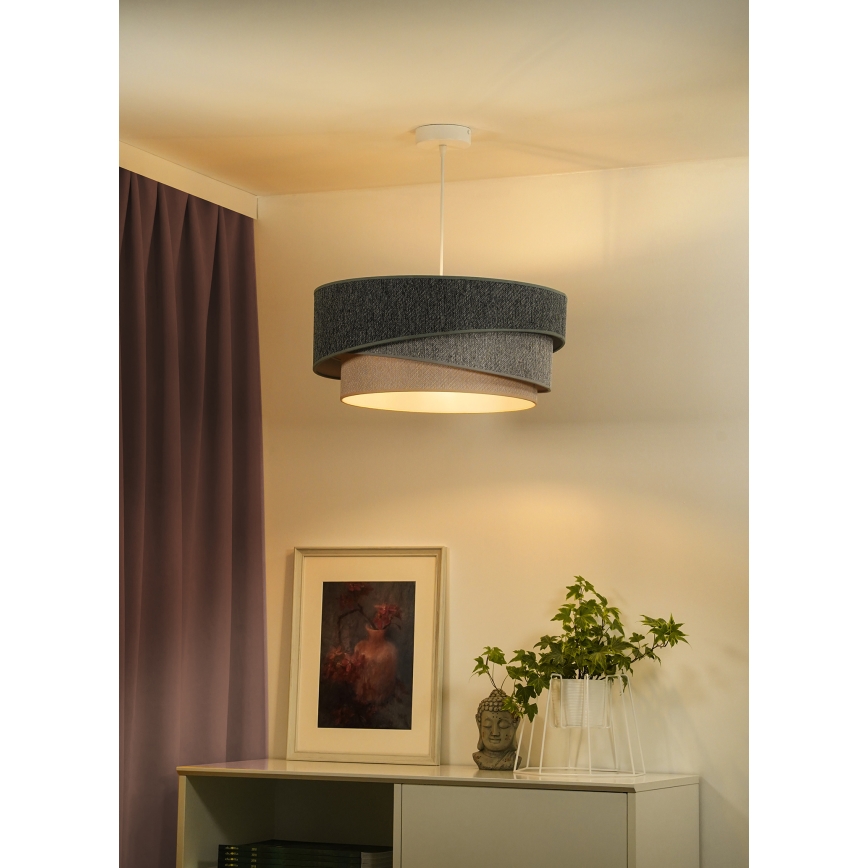 Duolla - Pendel KOBO ECO RECYCLING 1xE27/15W/230V diameter 45 cm grøn/grå/cremefarvet