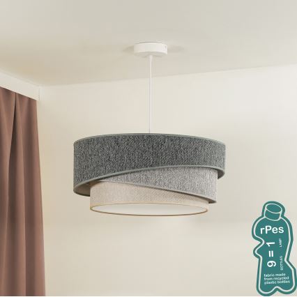 Duolla - Pendel KOBO ECO RECYCLING 1xE27/15W/230V diameter 45 cm grøn/grå/cremefarvet