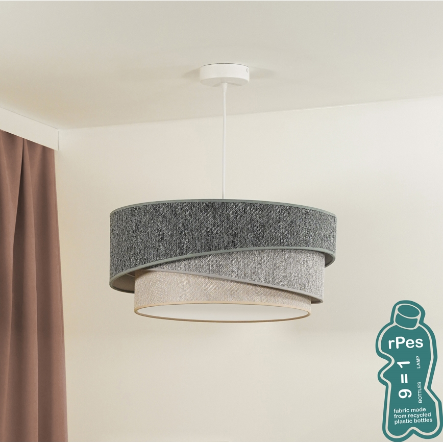 Duolla - Pendel KOBO ECO RECYCLING 1xE27/15W/230V diameter 45 cm grøn/grå/cremefarvet
