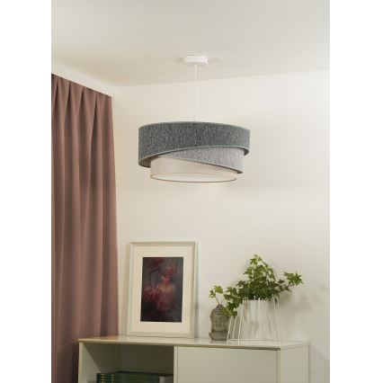 Duolla - Pendel KOBO ECO RECYCLING 1xE27/15W/230V diameter 45 cm grøn/grå/cremefarvet