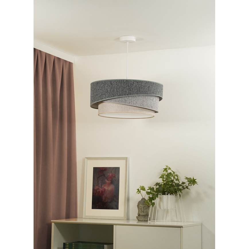 Duolla - Pendel KOBO ECO RECYCLING 1xE27/15W/230V diameter 45 cm grøn/grå/cremefarvet