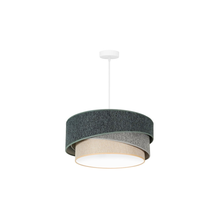Duolla - Pendel KOBO ECO RECYCLING 1xE27/15W/230V diameter 45 cm grøn/grå/cremefarvet