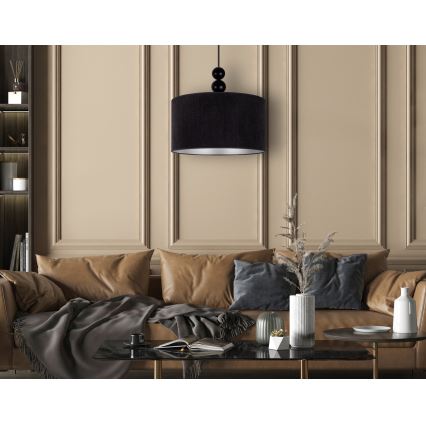Duolla - Pendel LYON 1xE27/15W/230V diameter 40 cm sort