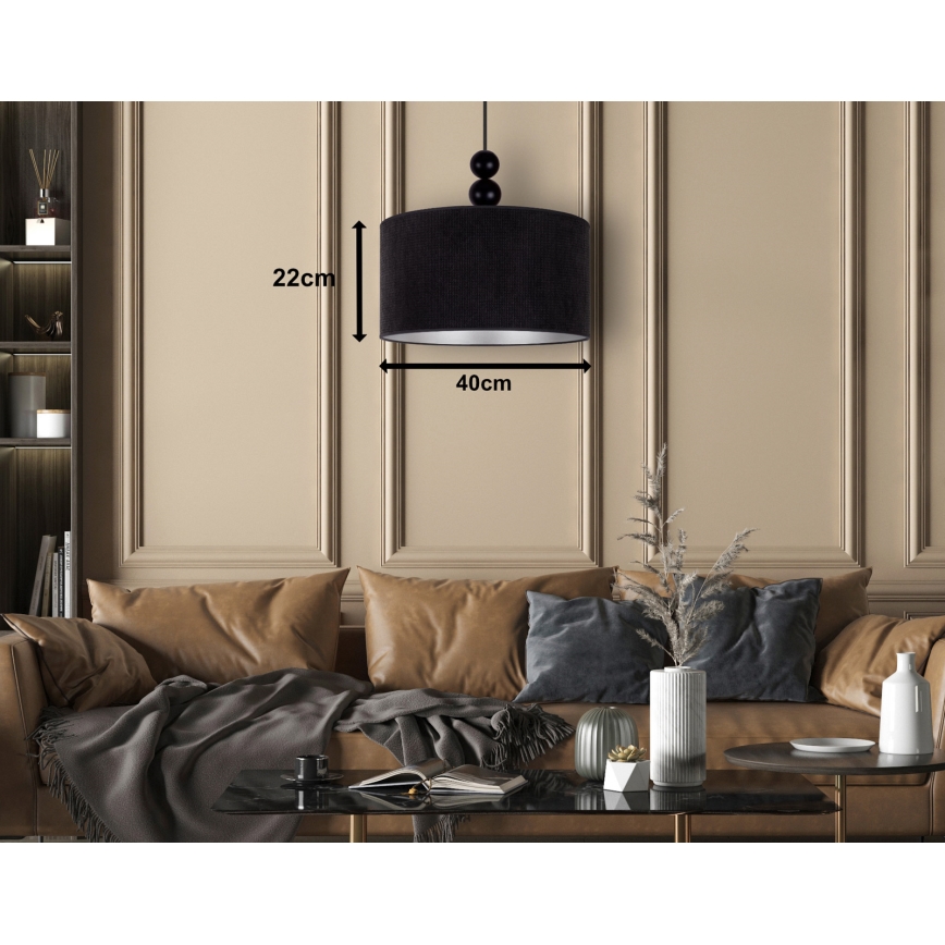 Duolla - Pendel LYON 1xE27/15W/230V diameter 40 cm sort