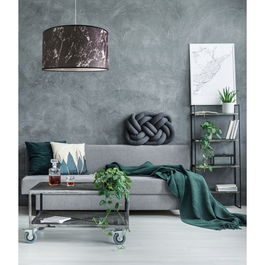 Duolla - Pendel MARBLE 1xE27/40W/230V diameter 45 cm sort/hvid