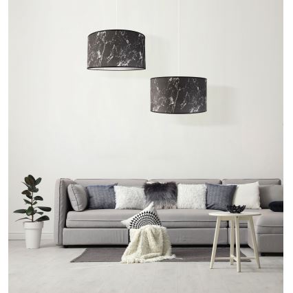 Duolla - Pendel MARBLE 1xE27/40W/230V diameter 45 cm sort/hvid