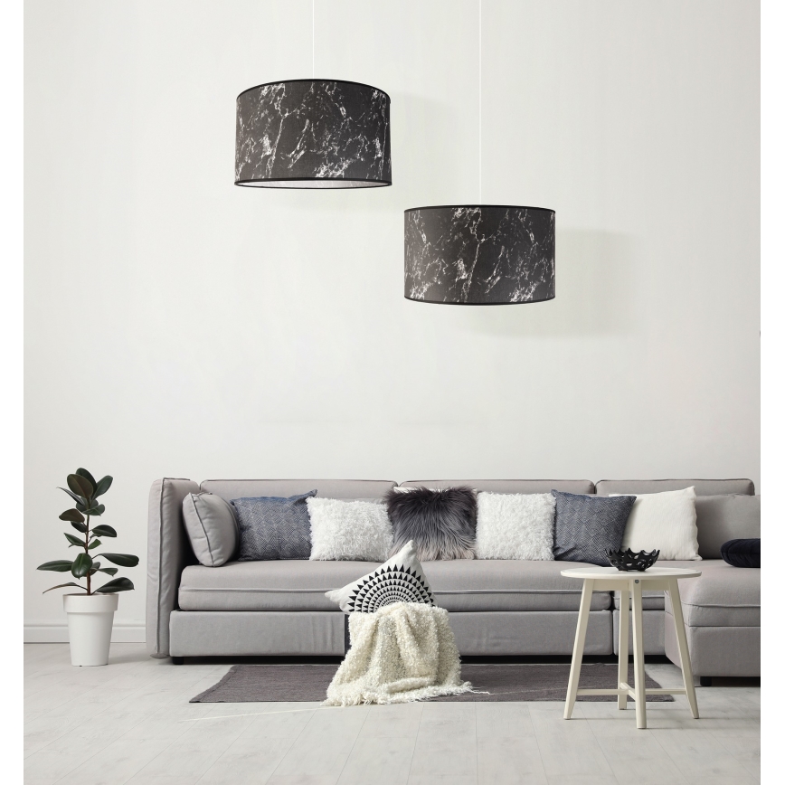 Duolla - Pendel MARBLE 1xE27/40W/230V diameter 45 cm sort/hvid