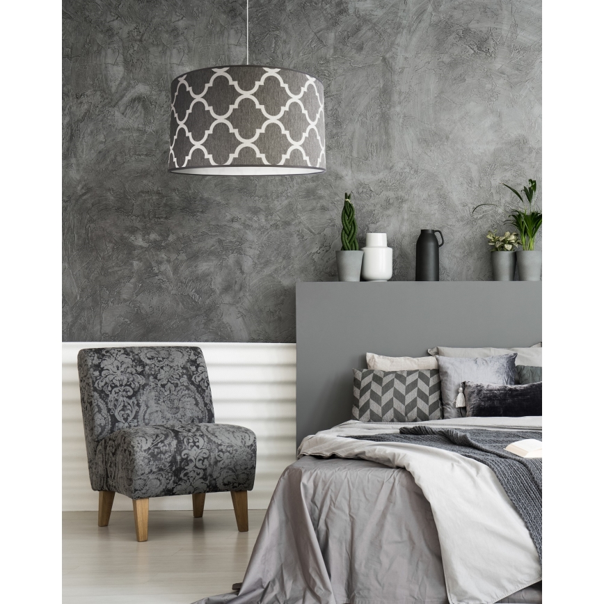 Duolla - Pendel MAROKO 1xE27/40W/230V diameter 45 cm grå/hvid