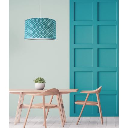 Duolla - Pendel MAROKO 1xE27/40W/230V diameter 45 cm turkis/hvid
