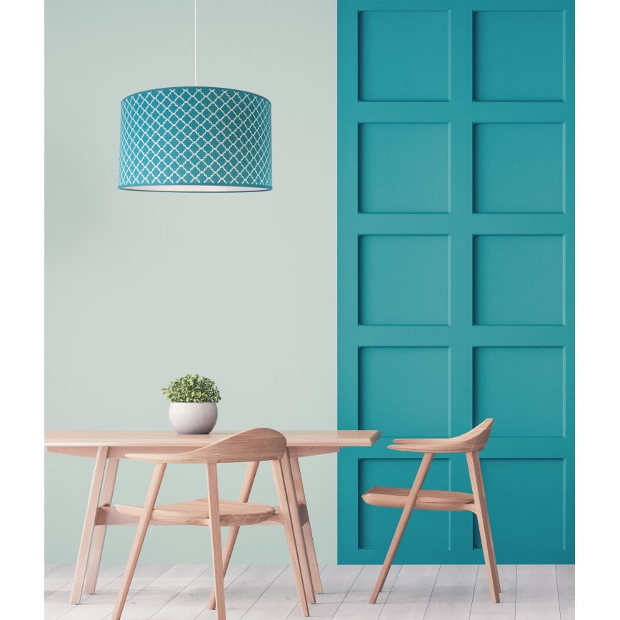Duolla - Pendel MAROKO 1xE27/40W/230V diameter 45 cm turkis/hvid