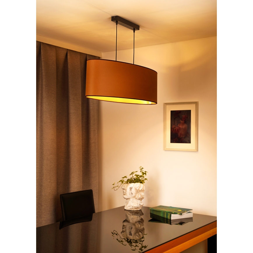Duolla - Pendel OVAL VEGAN 2xE27/15W/230V brun