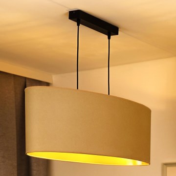 Duolla - Pendel OVAL VEGAN 2xE27/15W/230V cremefarvet