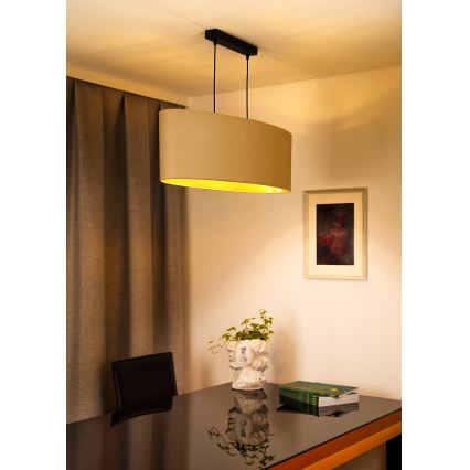 Duolla - Pendel OVAL VEGAN 2xE27/15W/230V cremefarvet