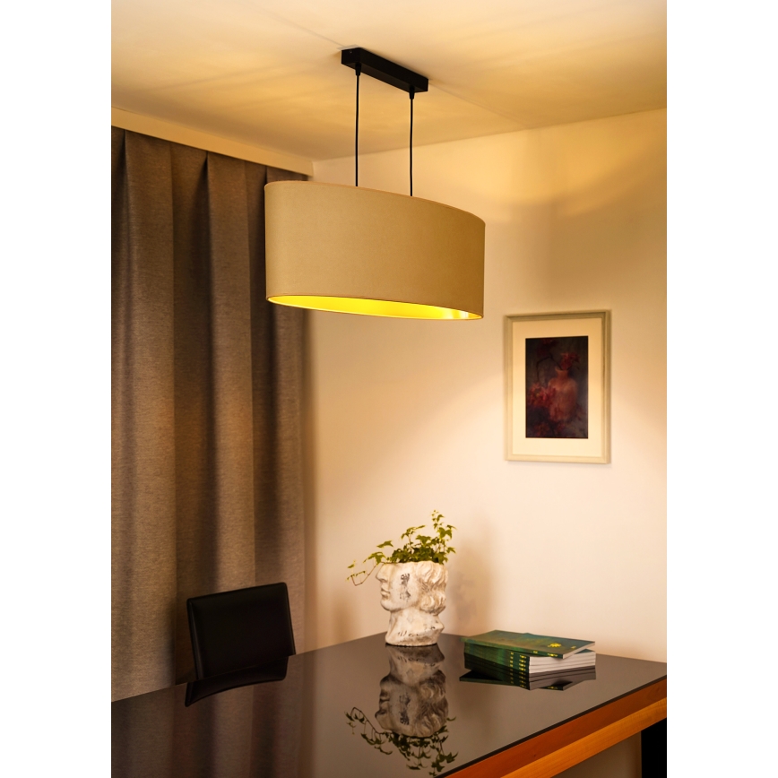 Duolla - Pendel OVAL VEGAN 2xE27/15W/230V cremefarvet