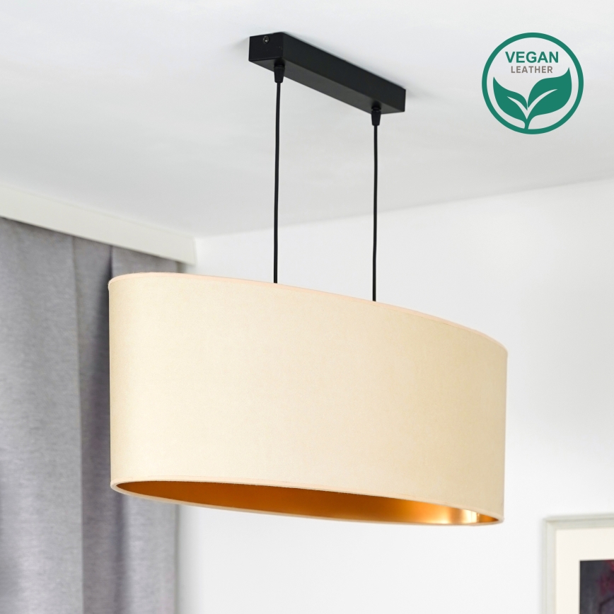 Duolla - Pendel OVAL VEGAN 2xE27/15W/230V cremefarvet
