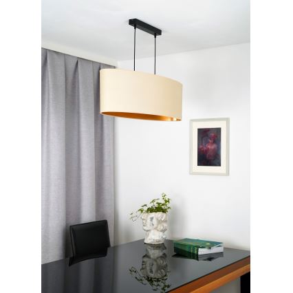 Duolla - Pendel OVAL VEGAN 2xE27/15W/230V cremefarvet