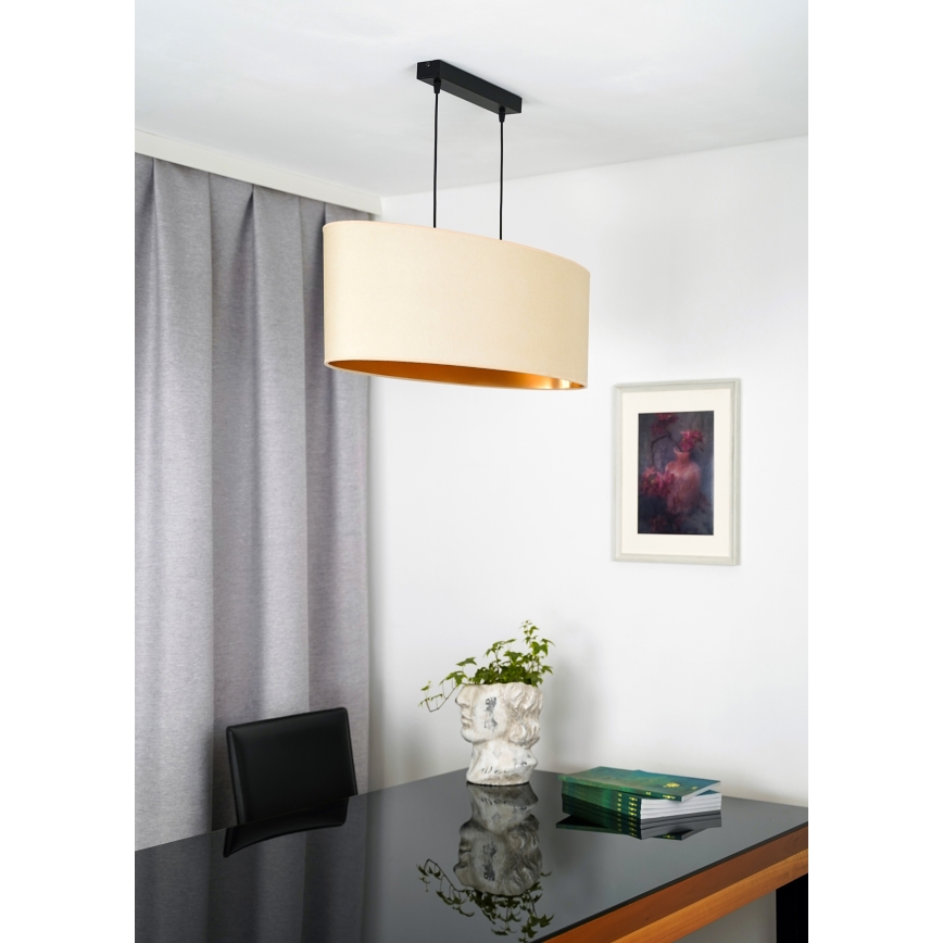 Duolla - Pendel OVAL VEGAN 2xE27/15W/230V cremefarvet