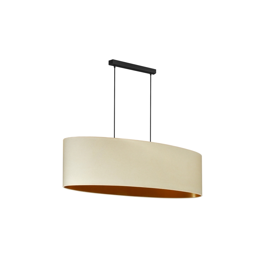 Duolla - Pendel OVAL VEGAN 2xE27/15W/230V cremefarvet