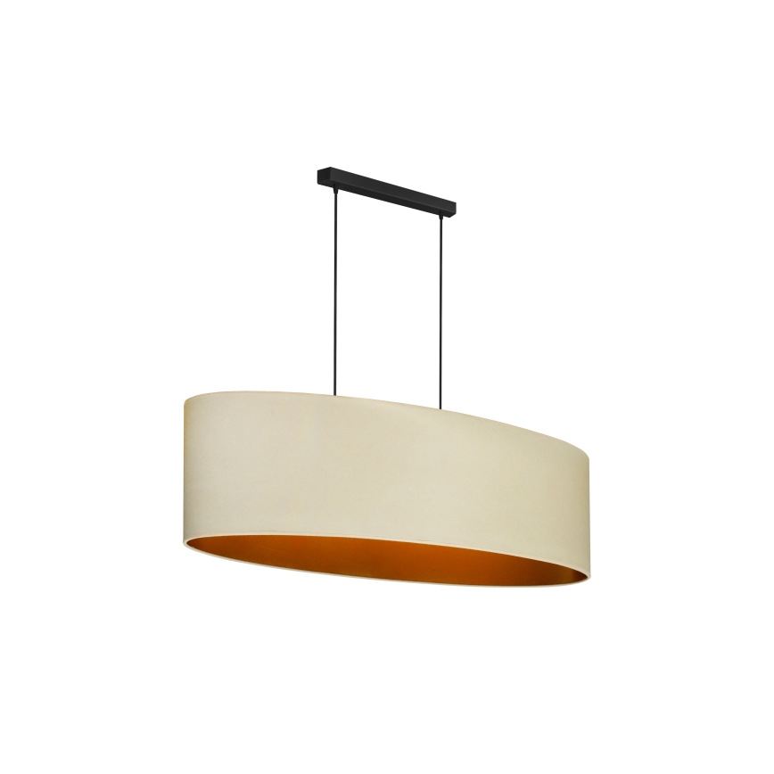 Duolla - Pendel OVAL VEGAN 2xE27/15W/230V cremefarvet