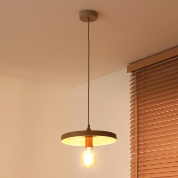 Duolla - Pendel på kabel IRONLINE 1xE27/15W/230V Ø 30 cm beige/kobber