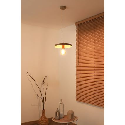 Duolla - Pendel på kabel IRONLINE 1xE27/15W/230V Ø 30 cm beige/kobber