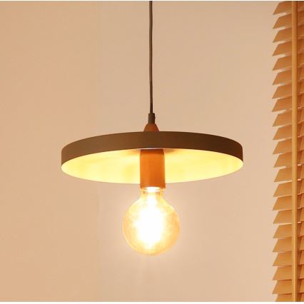 Duolla - Pendel på kabel IRONLINE 1xE27/15W/230V Ø 30 cm beige/kobber