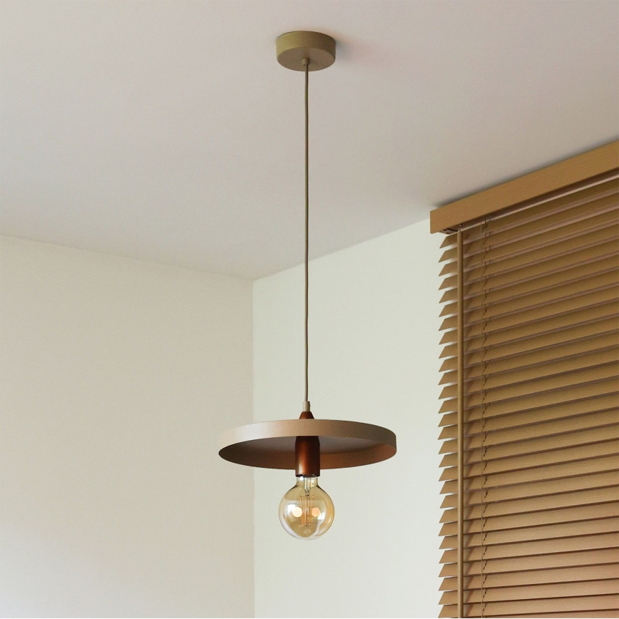 Duolla - Pendel på kabel IRONLINE 1xE27/15W/230V Ø 30 cm beige/kobber