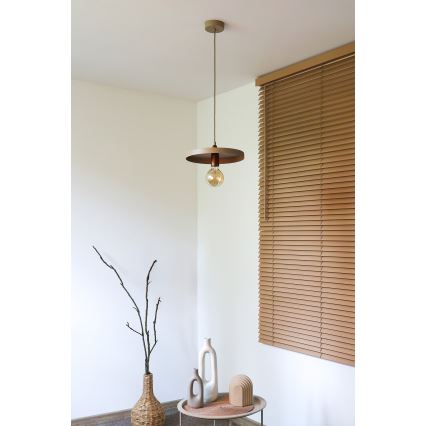 Duolla - Pendel på kabel IRONLINE 1xE27/15W/230V Ø 30 cm beige/kobber