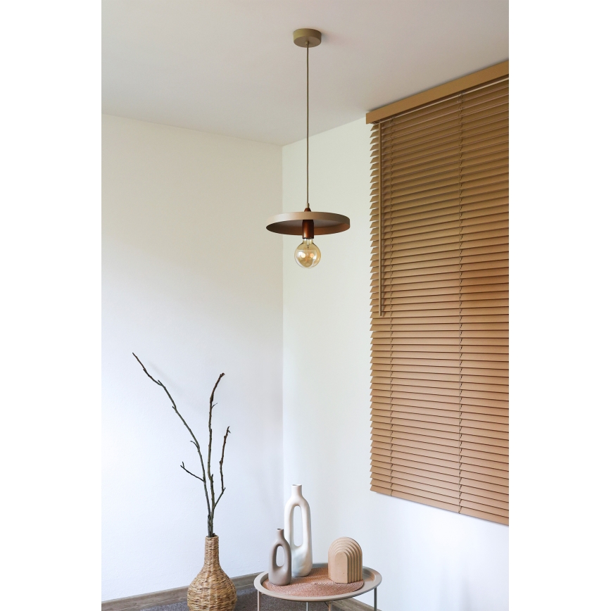 Duolla - Pendel på kabel IRONLINE 1xE27/15W/230V Ø 30 cm beige/kobber