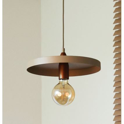 Duolla - Pendel på kabel IRONLINE 1xE27/15W/230V Ø 30 cm beige/kobber