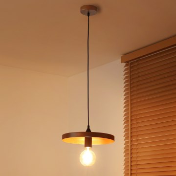 Duolla - Pendel på kabel IRONLINE 1xE27/15W/230V Ø 30 cm kobber/sort