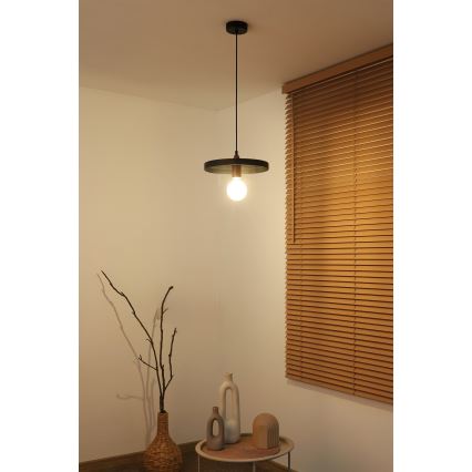 Duolla - Pendel på kabel IRONLINE 1xE27/15W/230V Ø 30 cm sort/kobber