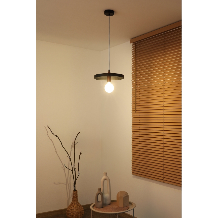 Duolla - Pendel på kabel IRONLINE 1xE27/15W/230V Ø 30 cm sort/kobber