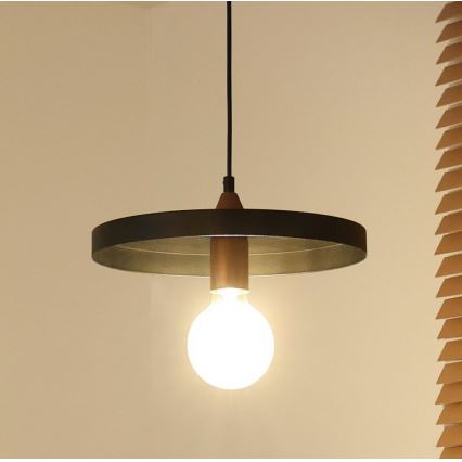 Duolla - Pendel på kabel IRONLINE 1xE27/15W/230V Ø 30 cm sort/kobber